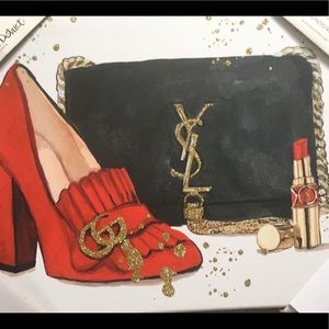 ❤️Wall Art ❤️ print featuring YSL purse & GG👠💄